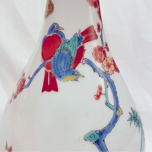 Arita Imari ware hand painted one of a kind Japanese bud vase with pair of birds